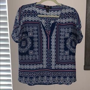 Style & Co. XS Lightweight Blouse Navy White